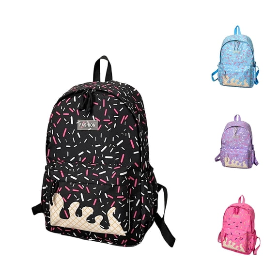 UJNDER Ice Cream Series Backpack for Girls Cute Academia Style Daypack for Students with Lightweight Korean Design High School Backpacks,02_Black,Mid