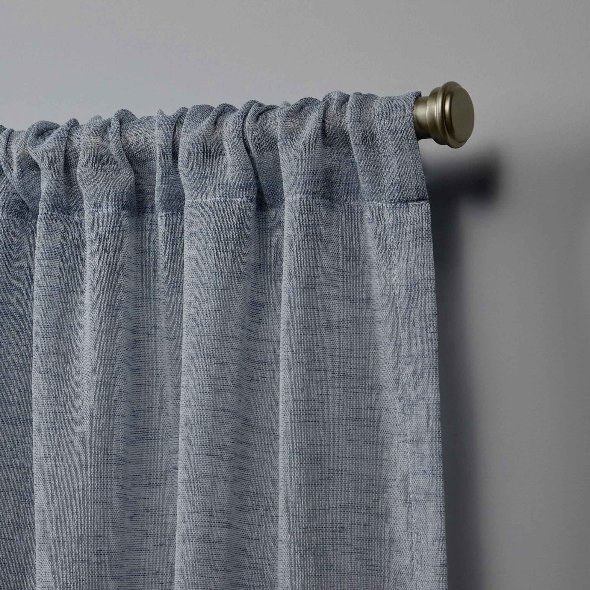 Nicole Miller Belfry Sheer Rod Pocket Top Curtain Panel Pair, 50x84, Denim
