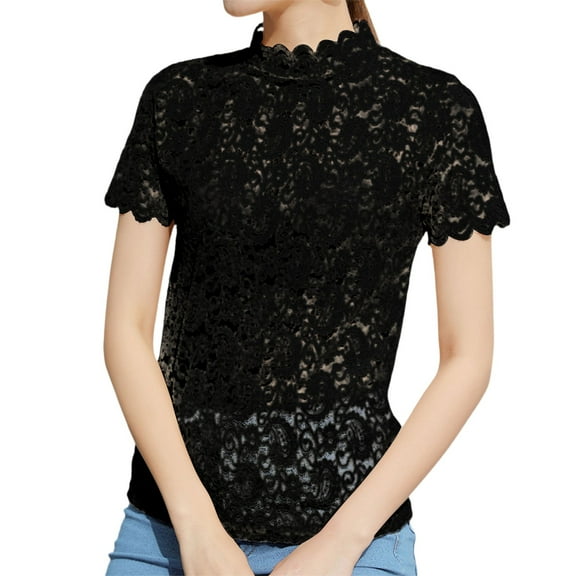 Women's Floral Lace Long Sleeve T-Shirt Sheer Mesh Blouse Elegant Casual Top Comfortable Spring Summer Wear