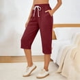 thumbnail image 5 of Yievot Womens Capri Pants Elastic High Waisted Sport Workout Yoga Pants Drawstring Casual Cropped Joggers Summer Lounge Pants with Pockets, 5 of 5