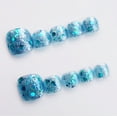 thumbnail image 3 of Fofosbeauty 24 pcs Square Toenails Designs 2022, Short Fake Nails for Girls Women, Sparkle Lake Blue, 3 of 8