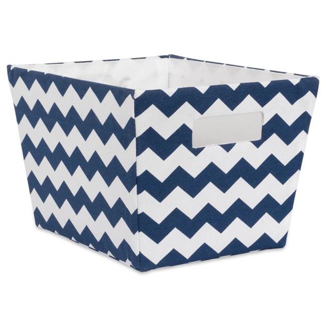 Design Imports CAMZ37975 12 x 10 x 7.75 in. Chevron Polyester Trapezoid Storage Bin, Nautical Blue