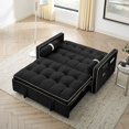 thumbnail image 6 of Modern 55.5" Pull Out Sleep Sofa Bed 2 Seater Loveseats Sofa Couch with Side Pockets, Adjsutable Backrest and Lumbar Pillows for Apartment Office Living Room (Black), 6 of 11