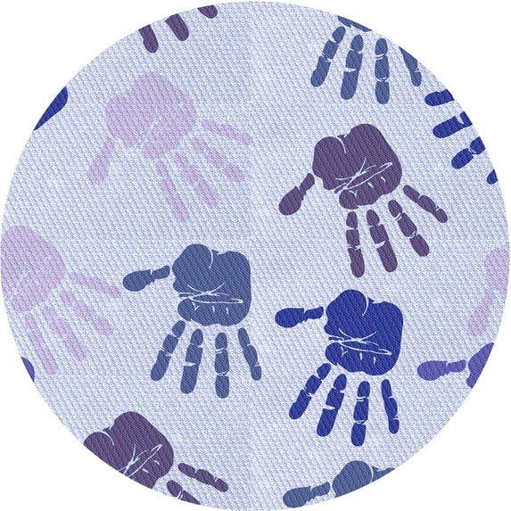 Ahgly Company Machine Washable Indoor Round Transitional Lavender Blue Area Rugs, 4' Round