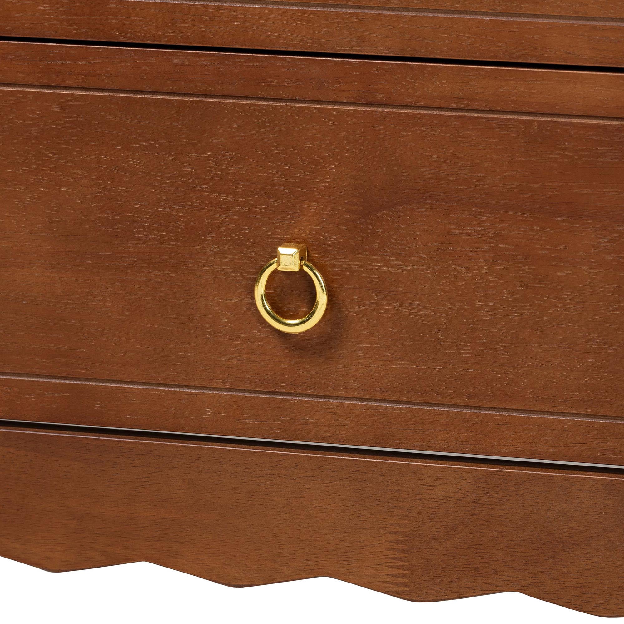 Baxton Studio Seamus Mid-Century Modern Bedroom Set, 4-Piece Set with Two Nightstands, Queen, Walnut Brown