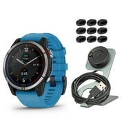 Garmin quatix 7 Standard Edition Marine GPS Smartwatch Bundle with Focus Camera Portable Charger Stand and Focus Charger Port Protectors (9-Pack) (3 Items)
