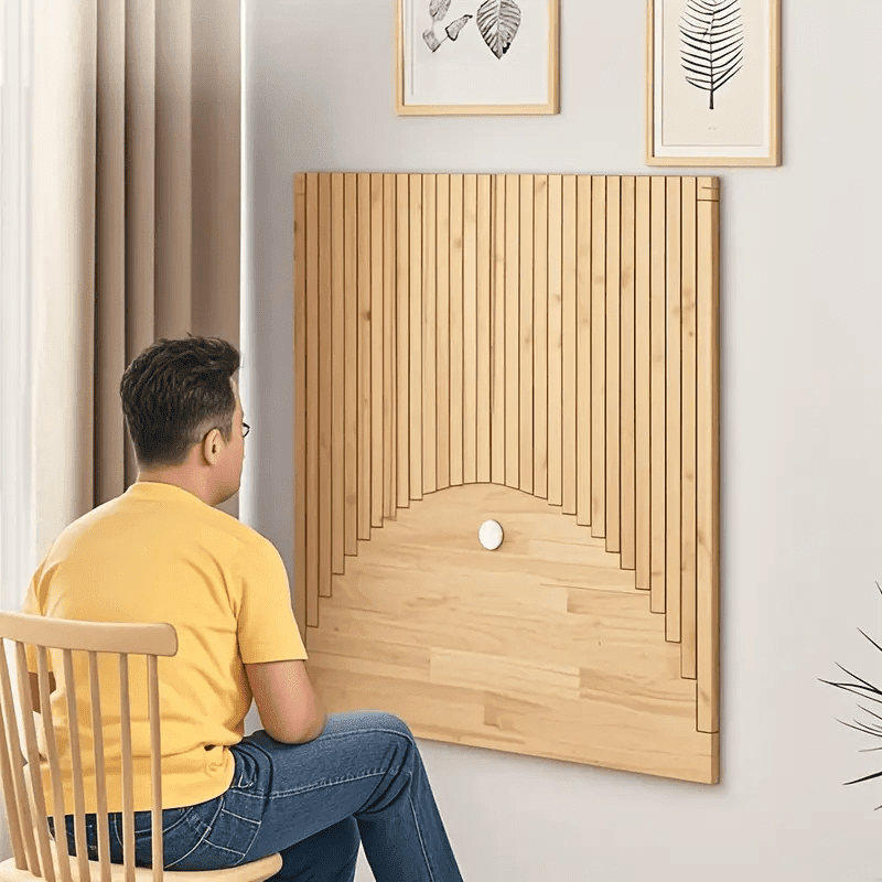 Space Saving Wall Mounted Folding Table - Bamboo-like Finish Foldable Desk for Home Office, Kitchen & Living Room, No Assembly Needed