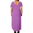 Back V Neck Plus Size Dress Round Neck Short Sleeve Casual Dress Loose ...