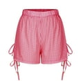 thumbnail image 3 of Womens Shorts Women's Summer Plaid High-waisted Casual Shorts Casual Wide-leg Shorts, 3 of 5