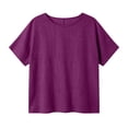 thumbnail image 6 of Admvng Women's Crew Neck Tops Linen and Cotton Short Sleeve Solid Casual Basic Summer Blouses, 6 of 6