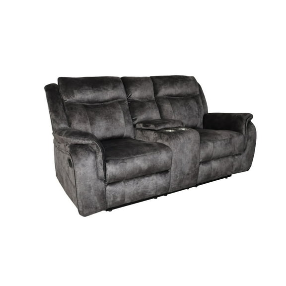 Harbor 73 Inch Loveseat, Power Recliners, Console, Gray Faux Suede