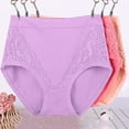 thumbnail image 2 of CFLVAEK 3 Piece Leak Proof Underwear Briefs for Women Plus Size High Waist Period Panties Comfortable Soft Cotton Underpants Lace Jacquard Ladies Panty Purple XXXXXXL, 2 of 6