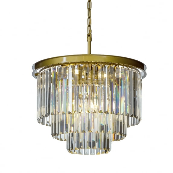 ALOADECOR 6-Lights Painted Brass Modern Crystal Chandelier Flush Mount Ceiling Lights