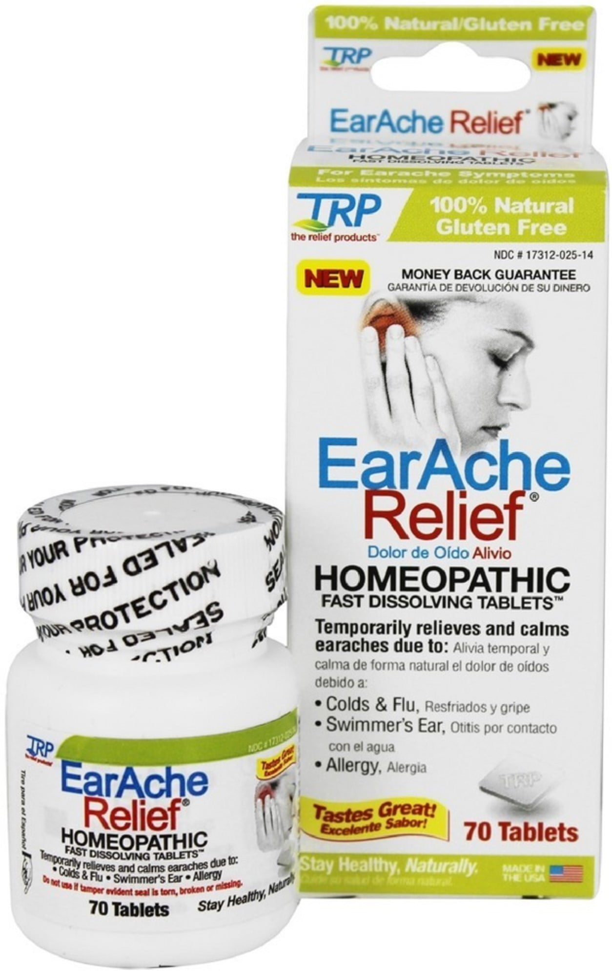 2 Pack The Relief Products EarAche Relief Homeopathic Fast Dissolving Tablets 70 ea Walmart