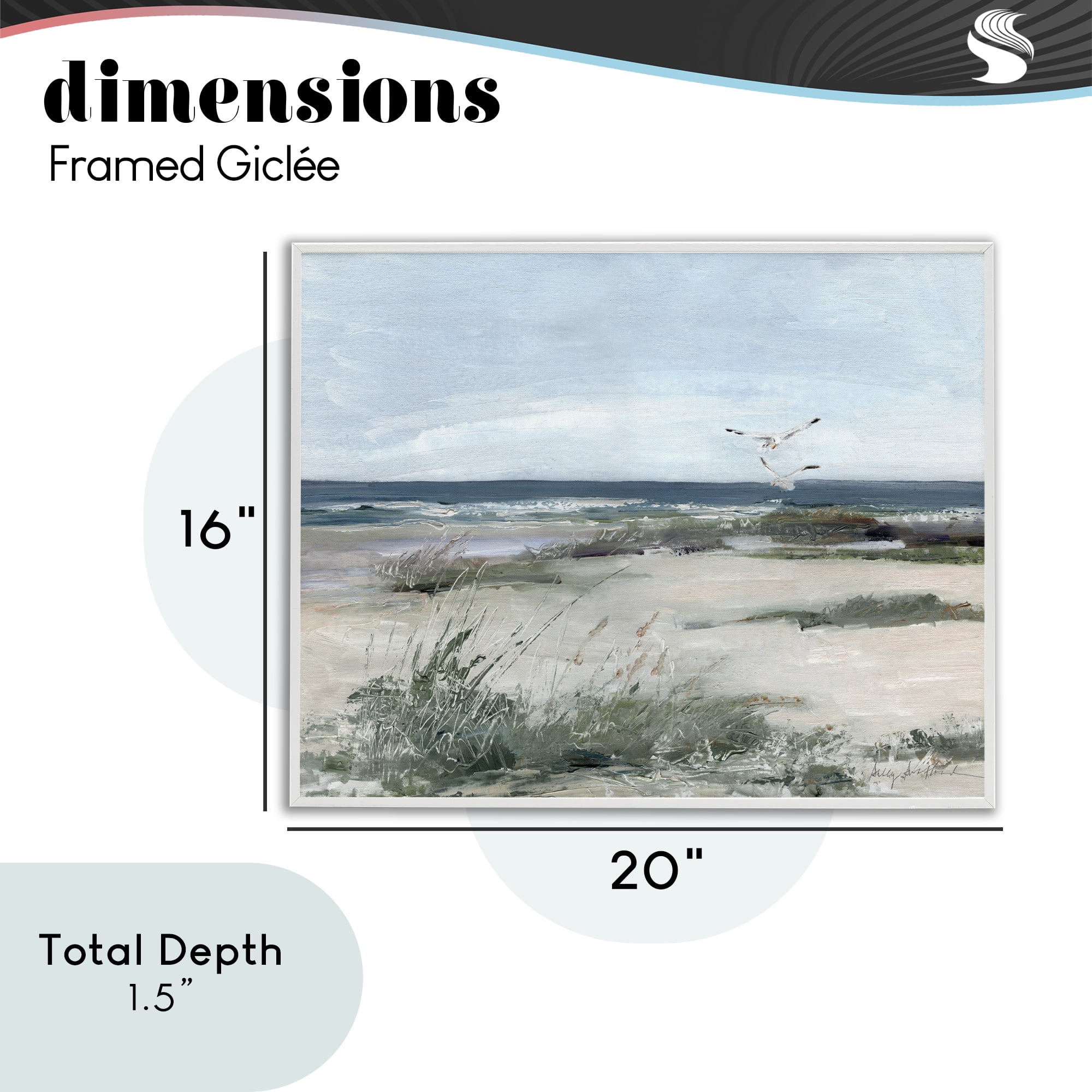 Stupell Industries Seagull Pair over Waves White Framed Giclee Art, design by Sally Swatland