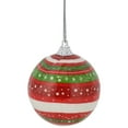 thumbnail image 3 of Northlight Striped Decoupage Christmas Ball Ornament Set - 2.25" (60mm) - Red, Green and White -, 3 of 6