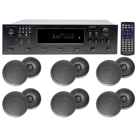 6000w 6) Zone, Home Theater Bluetooth Receiver (12) Black 6.5" Ceiling Speakers