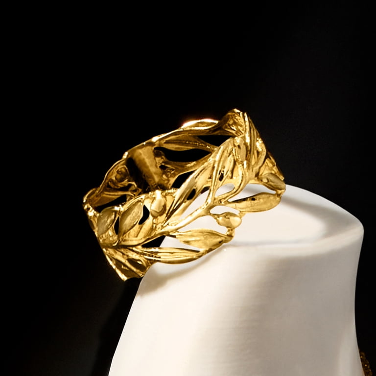Ross-Simons Italian 14kt Yellow Gold Openwork Leaf Ring - Diamond-Cut Polished Band