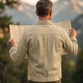 thumbnail image 5 of LODIENY Men Denim Trucker Jacket Button Down Collared Long Sleeve Classic Fit Jean Coats Western Style Cowboy Jackets Khaki XXL, 5 of 6