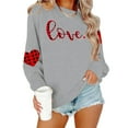 thumbnail image 7 of TKYCMSUAKI Valentine's Day Oversized Sweatshirts for Women Plaid Love Heart Print Shirts Long Sleeve Round Neck Sweatshirt Loose fit Tunic Tops, 7 of 7