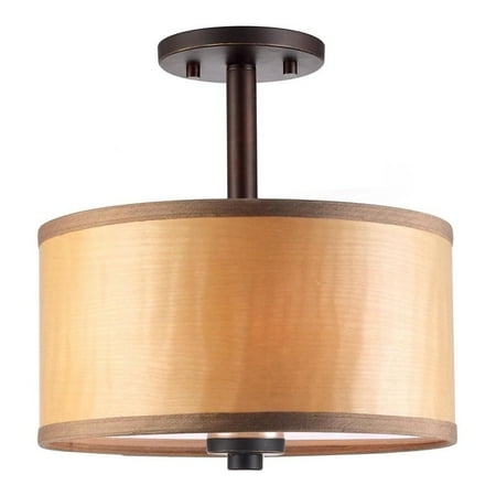 

Woodbridge Lighting Drum Veneer Semi-Flush Ceiling Mount in Bronze/Brulee