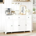 thumbnail image 3 of 55 Inch Farmhouse Buffet Cabinet with Adjustable Shelves & 2 Drawers - Large Coffee Bar Storage Sideboard for Kitchen, Dining Room, Living Room White, 3 of 7