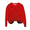 thumbnail image 4 of DOSUKRAI Happy Halloween Sweatshirts for Women Spooky Season Funny Long Sleeve Graphic Crewneck Pullover Tops Cute Ghost Sweater Red,XXL, 4 of 6