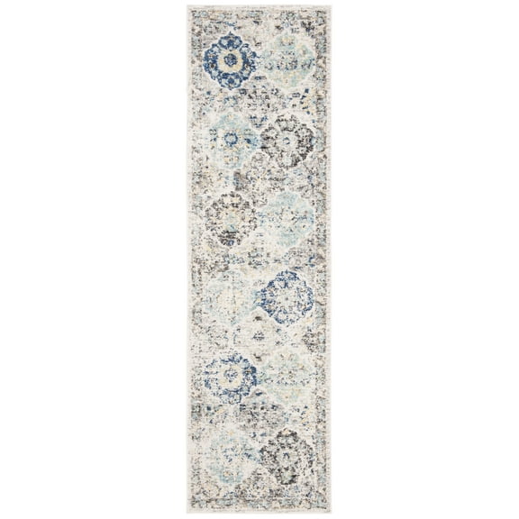 SAFAVIEH Madison Judith Distressed Runner Rug, Ivory/Aqua, 2'3" x 6'