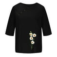 thumbnail image 4 of Women's Dressy Casual Tops Business Work Blouses Cotton Linen White Button Down Shirts Cap Sleeve V Neck Tshirt, 4 of 4