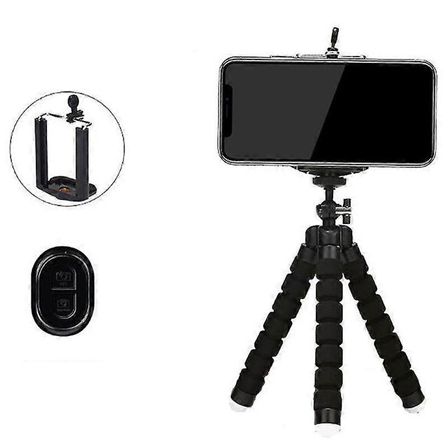 Phone Tripod, Flexible Mini Travel Tripod For Smartphone Sports Camera Mobile Phone 5.5 Inch Adjustable Holder With Mounted Bluetooth Remote Shutter