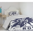 thumbnail image 4 of Ambesonne Rock Music Quilted Bedspread Set 2 Pcs, Vintage Sun Stamp, Twin Size, Cobalt Blue, 4 of 6