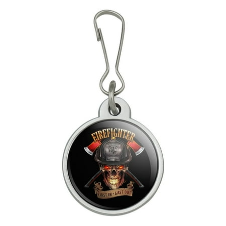 Firefighter Skull First In Last Out Fireman Jacket Handbag Purse Luggage Backpack Zipper Pull (Best Hand To Hand Fighters In The World)