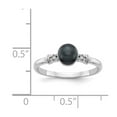 thumbnail image 2 of Solid 14k White Gold 5mm Black Freshwater Cultured Pearl Diamond Ring Band Size 7.5 (.016 cttw.), 2 of 3