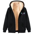 thumbnail image 3 of BiZtdJrK Sherpa Jackets for Women Casual Long Sleeve Zip Up Hoodies Winter Warm Fleece Lined Hooded Coats Dragonfly Print Sweatshirts Going Out Tops Daily Sales Black L, 3 of 5