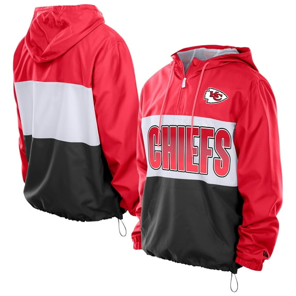 Men's New Era Red Kansas City Chiefs Ripstop Quarter-Zip Hooded Windbreaker