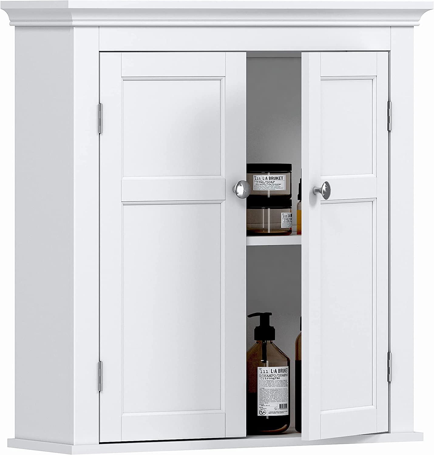 UTEX Bathroom Wall Wall Mounted with Doors and Ajustables Shelves, Wood