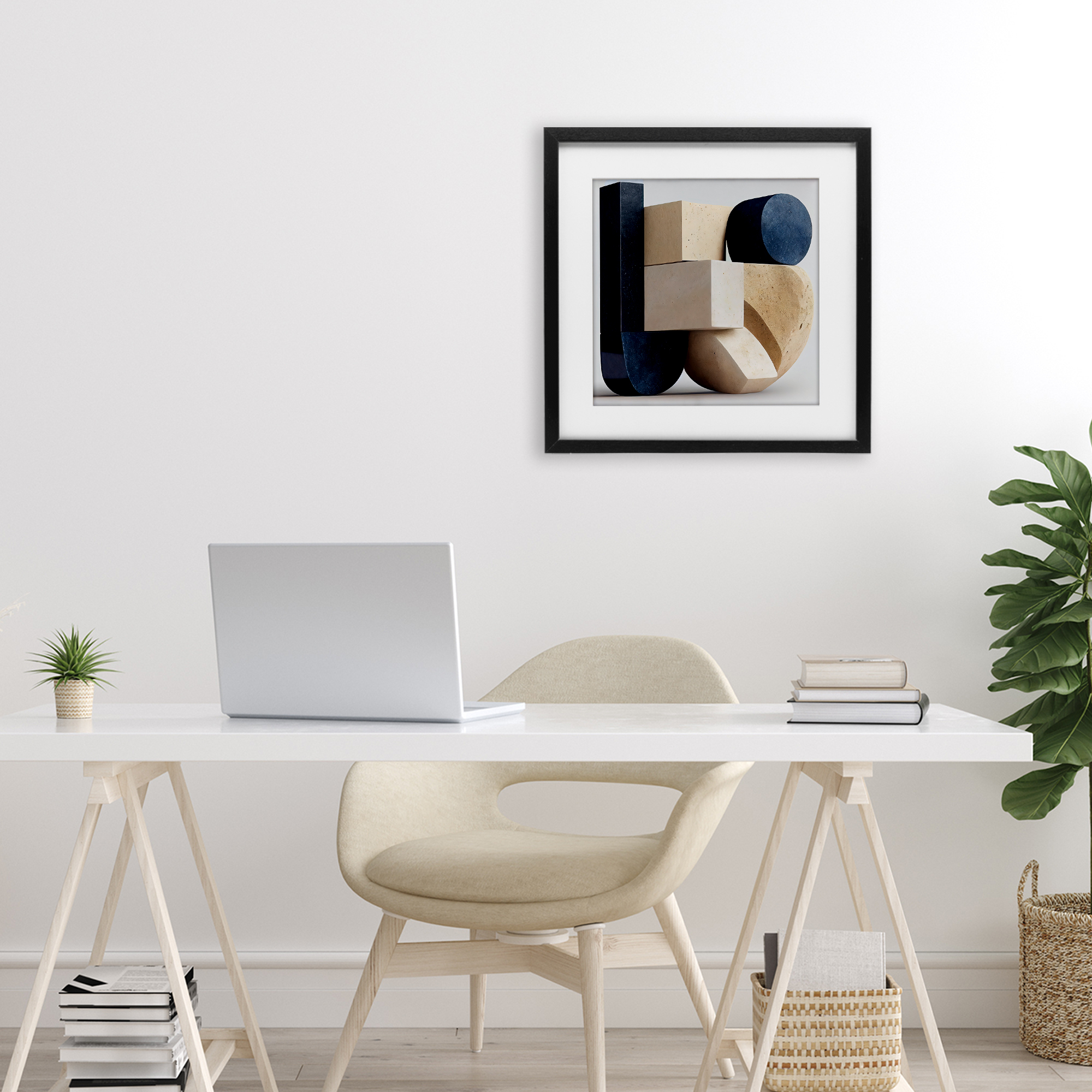 Shapes Of Things Geometric Contour Black Framed Print Under Glass, design by Sasha