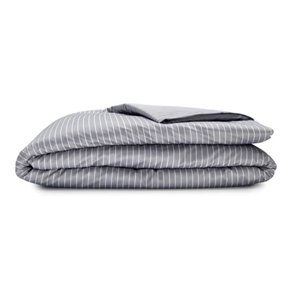 Sleepgram Supima 400 Thread Count Cotton Duvet Cover, Twin, Grey Stripe