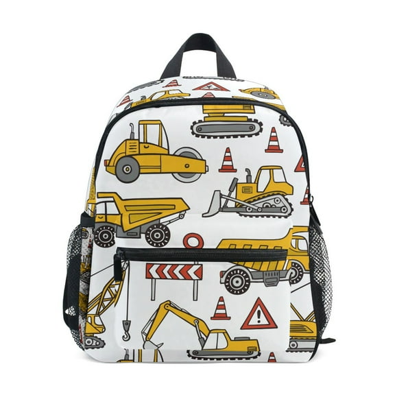 ALAZA Truck Excavator Car Yellow School Backpack Small Bookbag Mini Bags