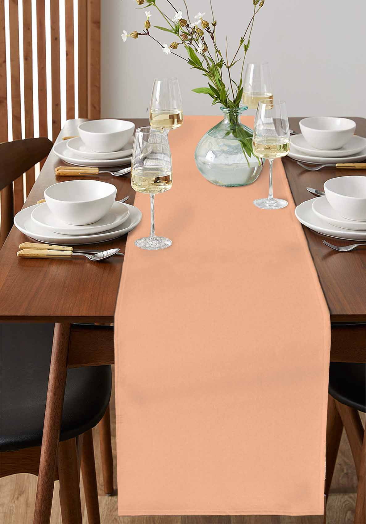 Peach Fuzz Table Runner Modern Pure Peach Fuzz Tablerunners 13 x 108 Inch, Table Decorations Tabletop Scarf for Summer Gathering Holiday Farmhouse Kitchen Dining Decor