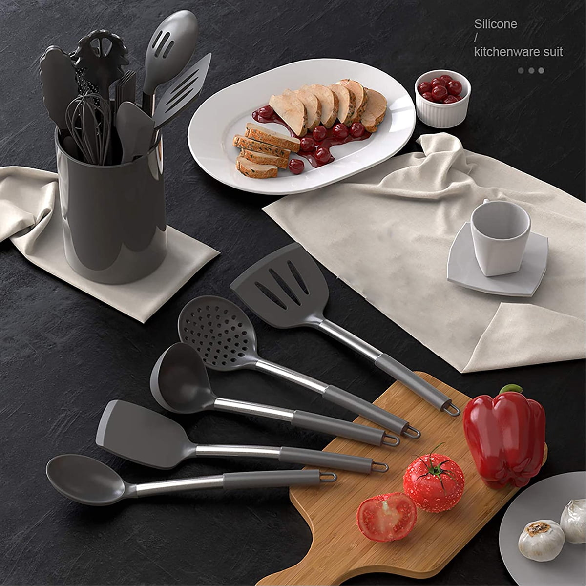30 Pcs Silicone Cooking Utensil Set, Kitchen Utensils Cooking Utensils Set,  Food Grade Silicone Spatula Set, BPA-Free, Non-stick Heat Resistant Silicone  Cookware with Strong Stainless Steel Handle 