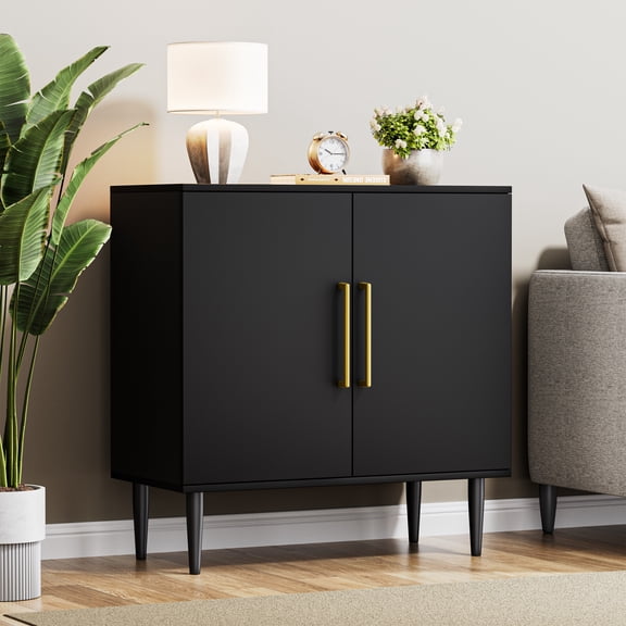 PamapicLife 30'' Black Buffet Cabinet, Free Standing Sideboard With Storage