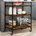 thumbnail image 1 of vidaXL Kitchen Trolley Smoked Oak 65x40x86.5 cm Engineered Wood, 1 of 1