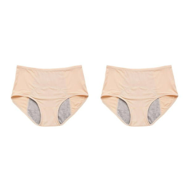 Minnieouse Calzoncillos de diseño Simple para mujer, ropa interior reutilizable de Color sólido para viaje de negocios, bragas Chinlon para Albaricoque 4XL 2piezas