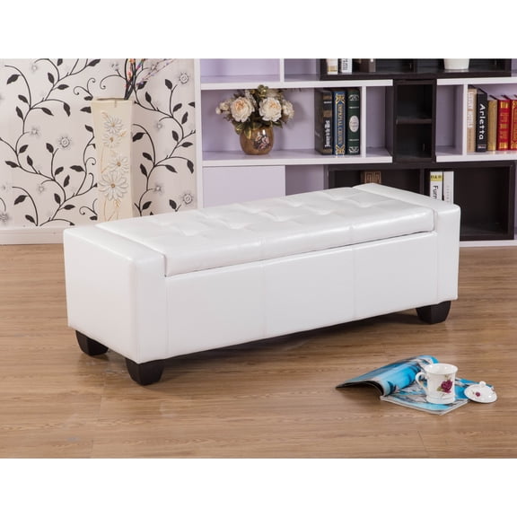 Mackenzie White 52-inch Storage Ottoman