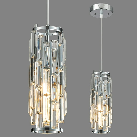 Deyidn Chrome Pendant Light - Modern Pendant Lighting for Kitchen Island and Bedroom (Chrome 1-Pack)