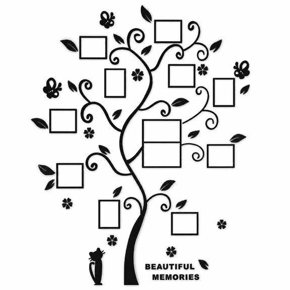 Florenta 3D Tree Wall Stickers, Family Tree Wall Decor Black Trunk Family Tree Picture Frame Diy Photo Frame Wall Decals Family Tree Frames Living Room Wall Decor Wall Decals Family Picture Frame