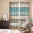 thumbnail image 3 of Farmhouse Blue Grey Brown Kitchen Curtains 84 Inch Length, Vintage Ombre Wooden Grommet Top Bedroom Living Room Curtains, Light Filtering Cafe Curtain Drapes 2 Panels Set 84''x84'', 3 of 9