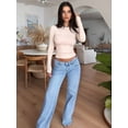 thumbnail image 4 of Female Wide Leg Jeans Low Rise Baggy Straight Leg Boyfriend Denim Pants Casual Loose Jeans Y2K Girl Style Light Blue L, 4 of 4
