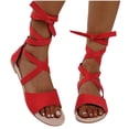thumbnail image 4 of Chanclas de verano para mujer, sandalias de vendaje de color, zapatos de playa planos informales para mujer Wmkox8yii nm10794, 4 of 7